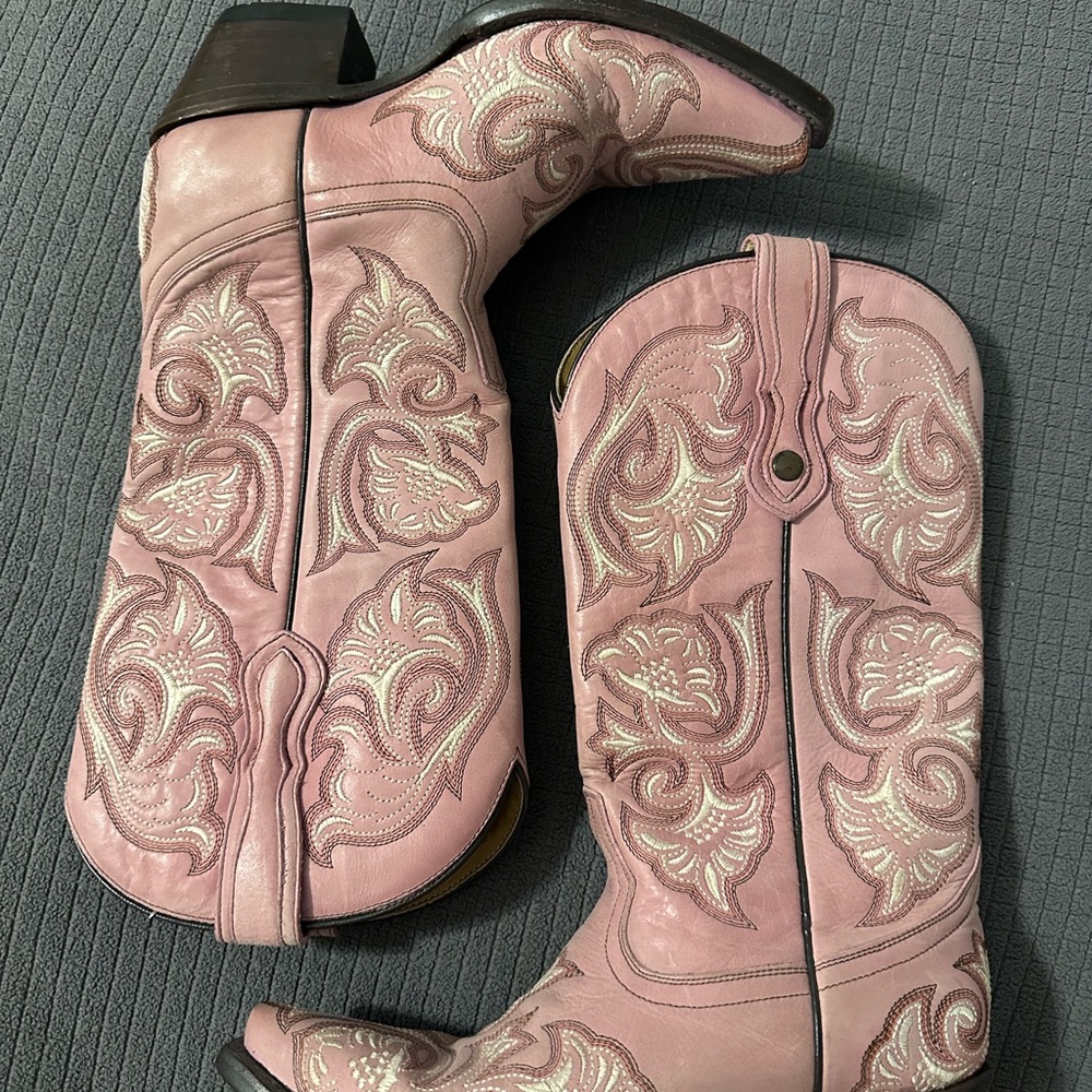 Corral Pink/Rose Leather Cowboy Boots